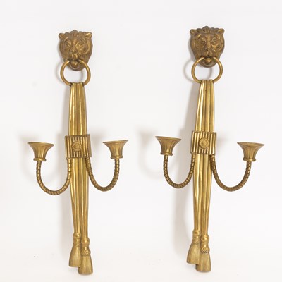 Lot 131 - Pair of Brass Two-Light Sconces