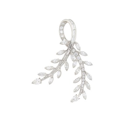 Lot 1323 - Platinum and Diamond Brooch