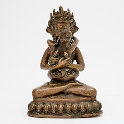 Lot 610 - A Tibetan Copper Tantric Grouping