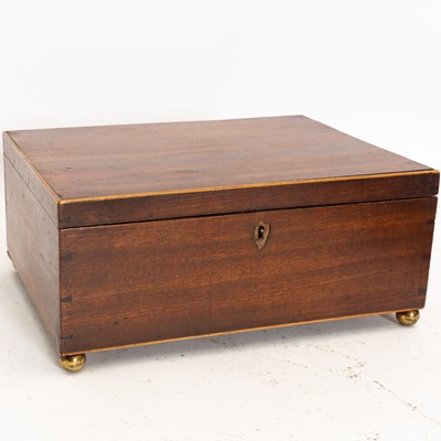 Lot 140 - Mahogany Brass Footed Box