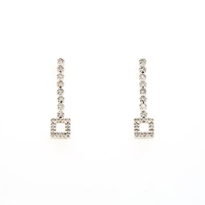Lot 1132 - Pair of White Gold and Diamond Pendant-Earrings