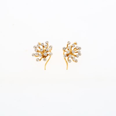 Lot 2208 - Two-Color Gold and Diamond Earring Pendants
