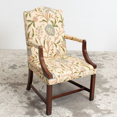 Lot 369 - George III Style Embroidered Upholstered Mahogany Armchair