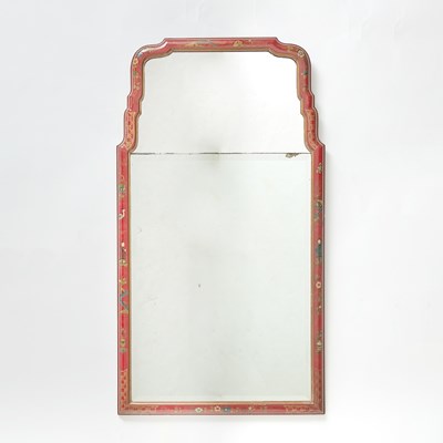 Lot 150 - George II Style Chinoiserie Decorated Red Lacquered Mirror