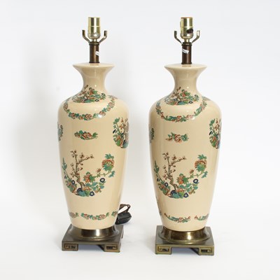 Lot 195 - Pair of Floral-Decorated Ceramic Vases