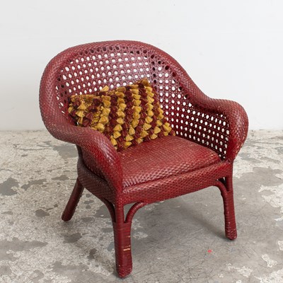 Lot 364 - Woven Red Leather Club Chair