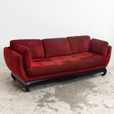 Lot 228 - Ming Style Red Upholstered Sofa
