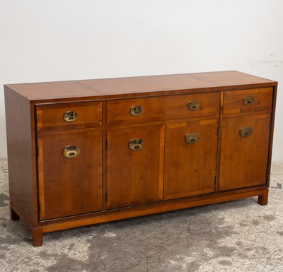 Lot 229 - Mid Century Modern Mahogany Campaign Style Sideboard by Hickory Furniture