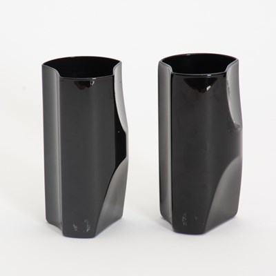 Lot 196 - Pair of Tiffany & Co Black Glass Vases