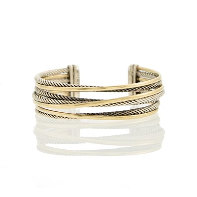 Lot 2028 - David Yurman Silver and Gold Cable Bangle Bracelet