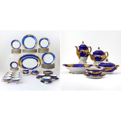 Lot 140 - Walbrzych Polish Gilt and Cobalt Blue Decorated Porcelain Partial Dinner Set