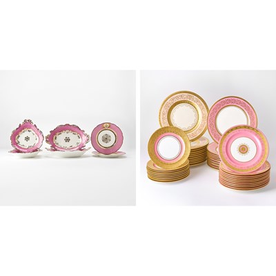 Lot 188 - Group of American and English Pink and Gilt Decorated Porcelain Plates