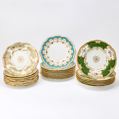 Lot 160 - Group of Three English Gilt Decorated Porcelain Plate Sets