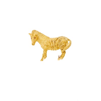 Lot 152 - Gold, Ruby and Diamond Zebra Brooch
