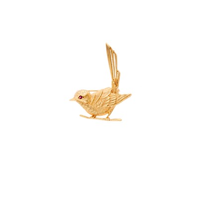 Lot 146 - Rose Gold and Ruby Bird Brooch