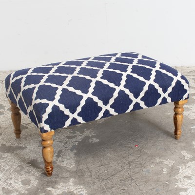 Lot 234 - Blue and White Upholstered Ottoman