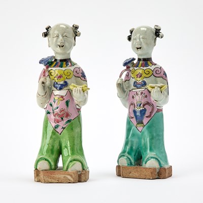 Lot 249 - A Pair of Chinese Famille Rose Porcelain Laughing Boys