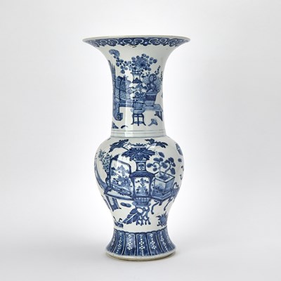 Lot 196 - A Chinese Blue and White Porcelain Yenyen Vase