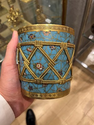 Lot 147 - A Fine Pair of Chinese Gilt Bronze and Cloisonne Enamel Jardinieres