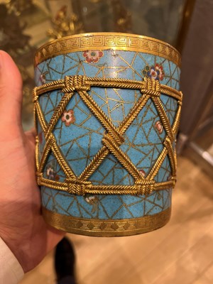 Lot 147 - A Fine Pair of Chinese Gilt Bronze and Cloisonne Enamel Jardinieres