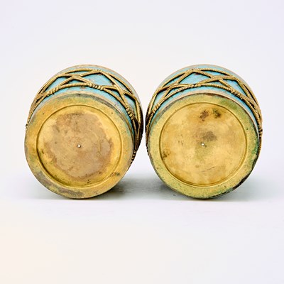 Lot 147 - A Fine Pair of Chinese Gilt Bronze and Cloisonne Enamel Jardinieres
