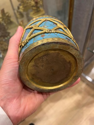 Lot 147 - A Fine Pair of Chinese Gilt Bronze and Cloisonne Enamel Jardinieres