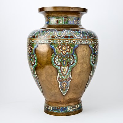 Lot 278 - A Large Japanese Bronze and Champlevé Enamel Vase