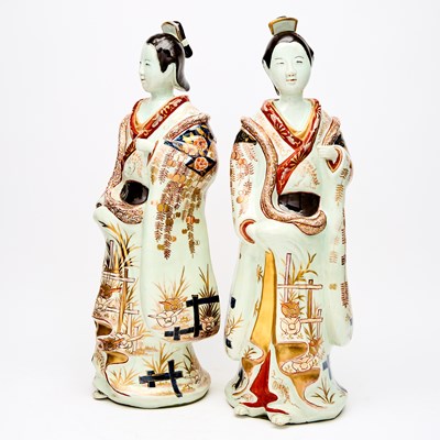 Lot 242 - A Large Pair of Japanese Arita Porcelain Figures of Bijin