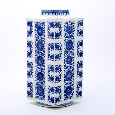 Lot 189 - Chinese Blue and White Porcelain Vase, Cong