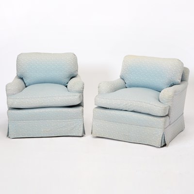Lot 343 - Pair of Blue Upholstered Club Chairs