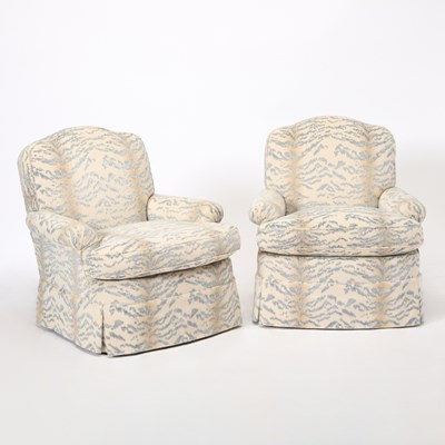 Lot 347 - Pair of Upholstered Swivel Club Chairs