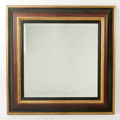 Lot 346 - Dutch Style Ebonized and Parcel-Gilt Mirror