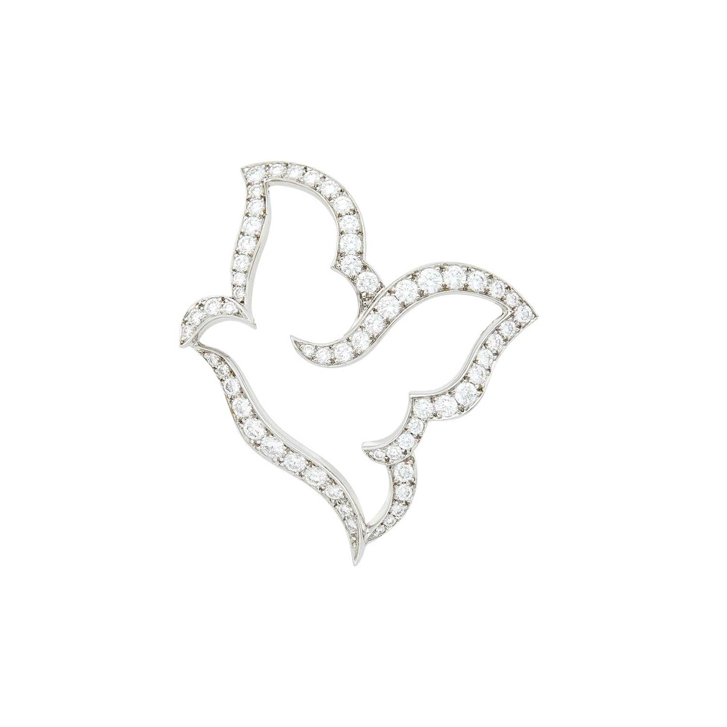 Lot 92 - Van Cleef & Arpels White Gold and Diamond Dove Brooch, France