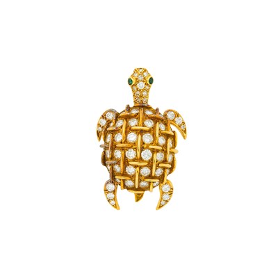 Lot 125 - Tiffany & Co. Gold and Diamond Turtle Clip, France