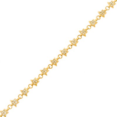 Lot 1016 - Tiffany & Co. Gold and Diamond Star Link Bracelet