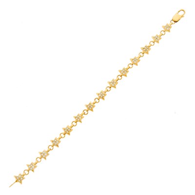 Lot 1016 - Tiffany & Co. Gold and Diamond Star Link Bracelet