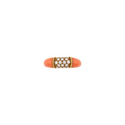 Lot 10 - Van Cleef & Arpels Gold, Coral and Diamond 'Philippine' Ring, France