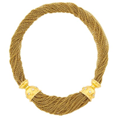 Lot 95 - Tiffany & Co., Paloma Picasso Multistrand Gold, Platinum and Diamond Torsade Necklace