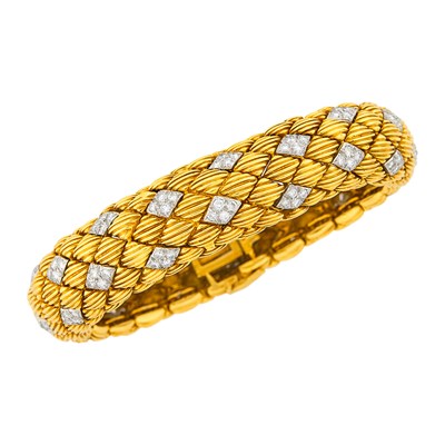 Lot 136 - David Webb Gold, Platinum and Diamond Bracelet-Watch
