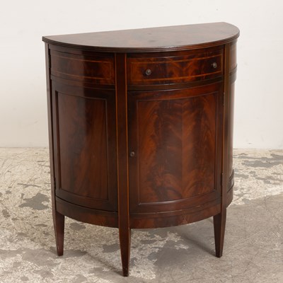 Lot 284 - Regency Style Banded Mahogany Demilune Cabinet