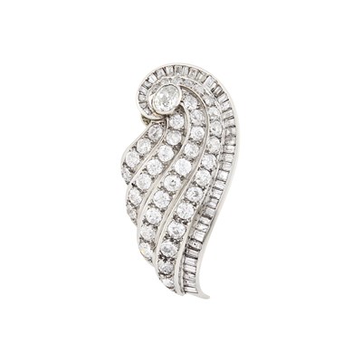 Lot 236 - Belperron Platinum and Diamond Clip-Brooch, France