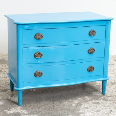 Lot 243 - Blue Painted Three-Drawer Chest