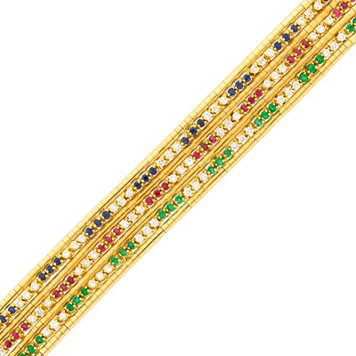 Lot 127 - Gold, Gem-Set and Diamond Bracelet