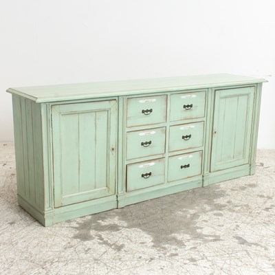 Lot 249 - Green Painted Pine Low Cabinet