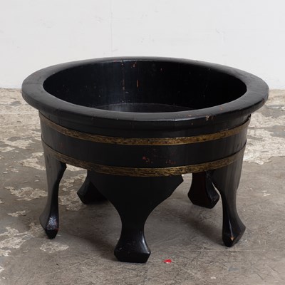 Lot 251 - Black Painted Brass Lined Wood Planter