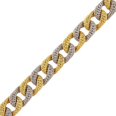 Lot 47 - George L'Enfant Two-Color Gold Woven Curb Link Bracelet, France