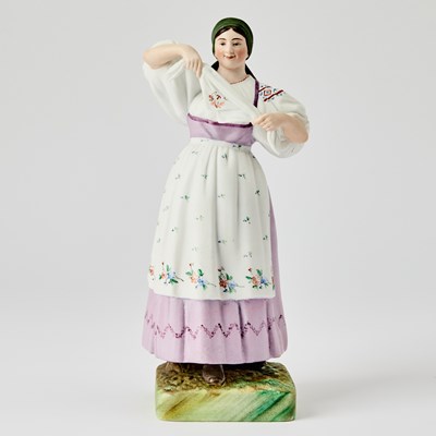 Lot 315 - Russian Porcelain Figure of a Peasant Woman with Kerchief