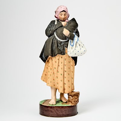 Lot 147 - Russian Porcelain Figure of a Peasant Mother with Baby