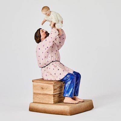 Lot 301 - Russian Porcelain Group of a Father and Child