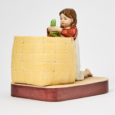 Lot 143 - Russian Porcelain Group of a Girl with Woven Basket